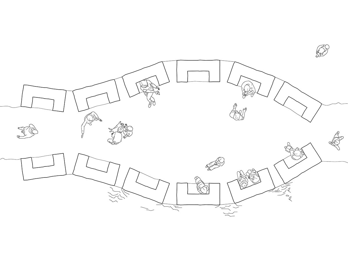 Six-meter-tall sandstone pillars create a freeform chapel for quiet contemplation on Germany hills