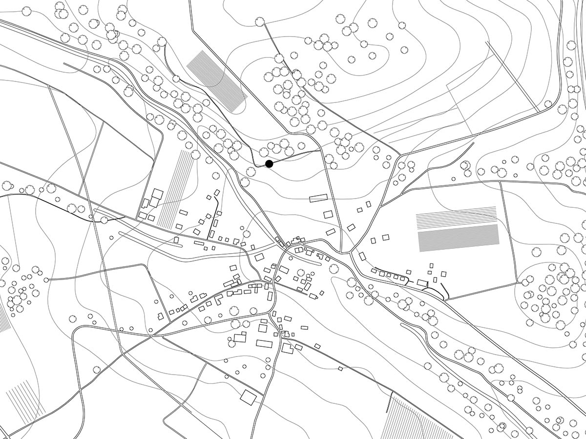 Six-meter-tall sandstone pillars create a freeform chapel for quiet contemplation on Germany hills