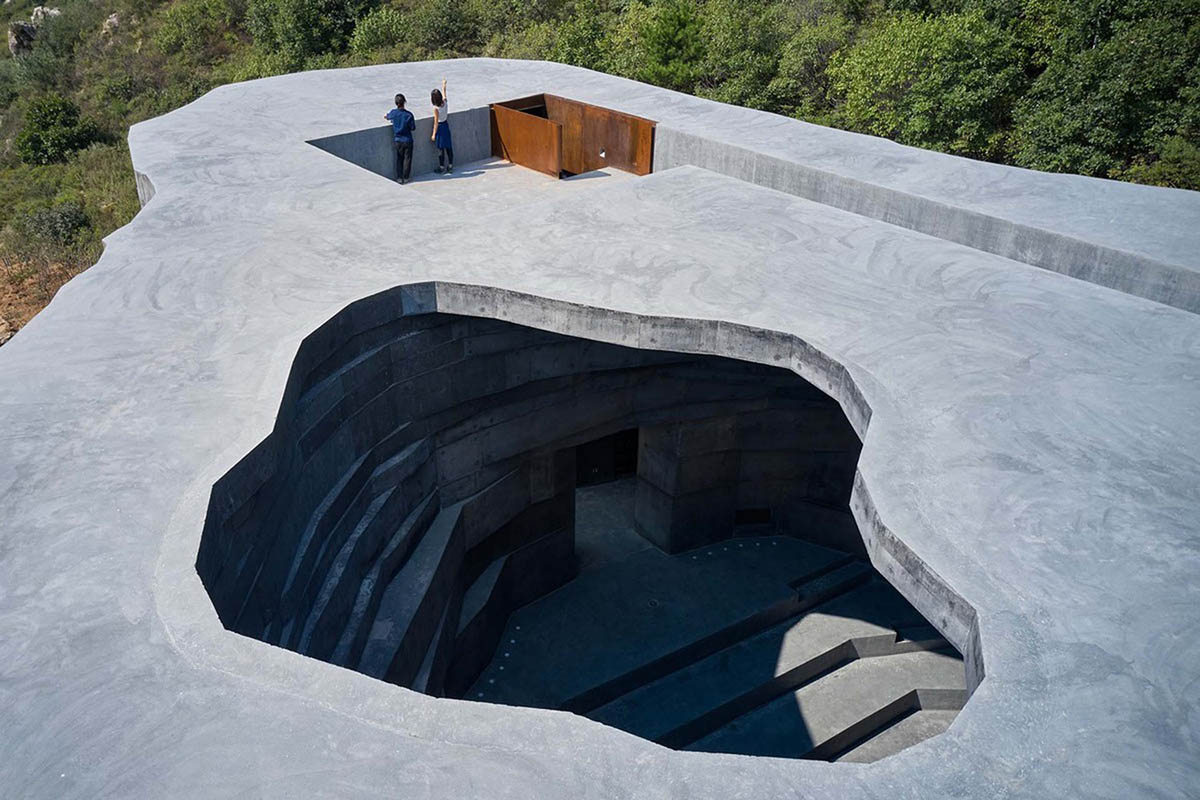 OPEN Architecture designs monolithic rock-like open-air concert hall in the north of Beijing