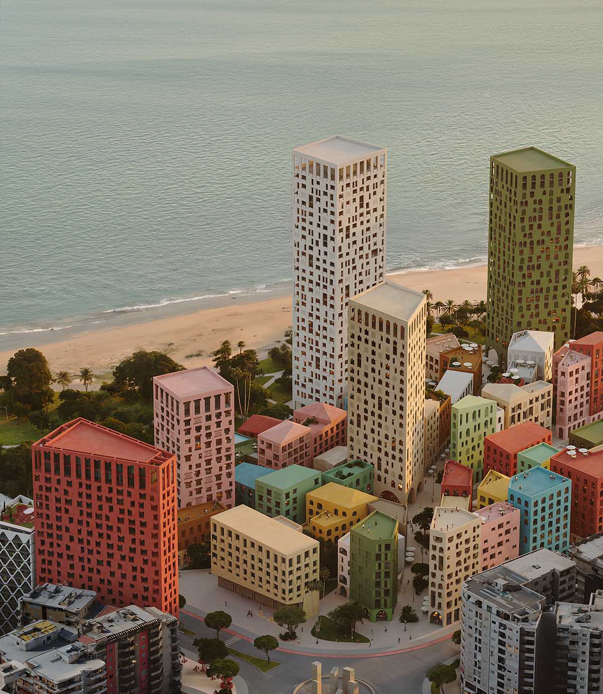 Oppenheim Architecture designs a residential tower featuring a warm-hued facade in Albania