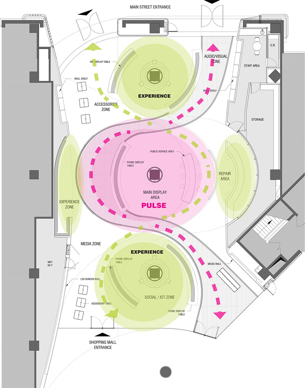 UNStudio designs store with extruded metallic tubes for mobile phone brand OPPO in Guangzhou