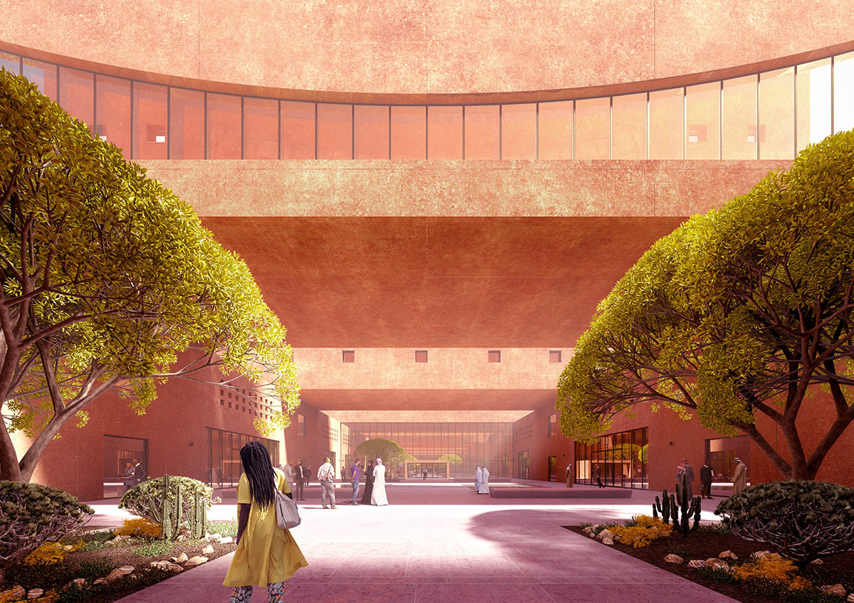 Adjaye Associates reveals design for red-pigmented Africa Institute campus in Sharjah