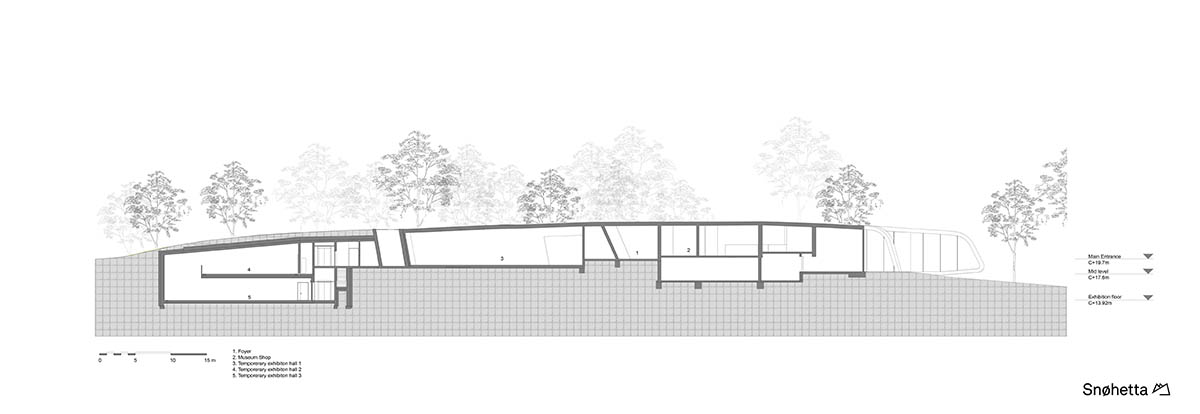 Snøhetta designs subterranean museum extension glistening in landscape for Ordrupgaard Museum