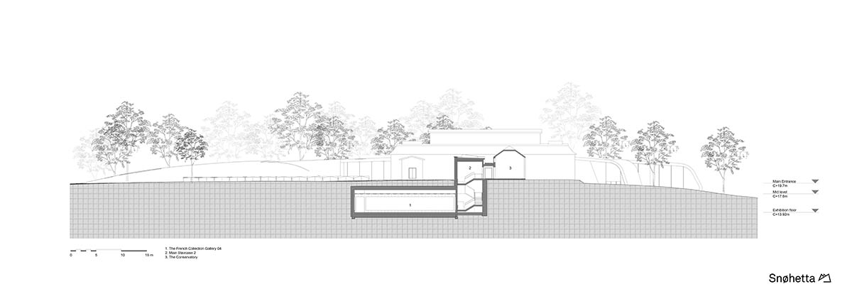 Snøhetta designs subterranean museum extension glistening in landscape for Ordrupgaard Museum