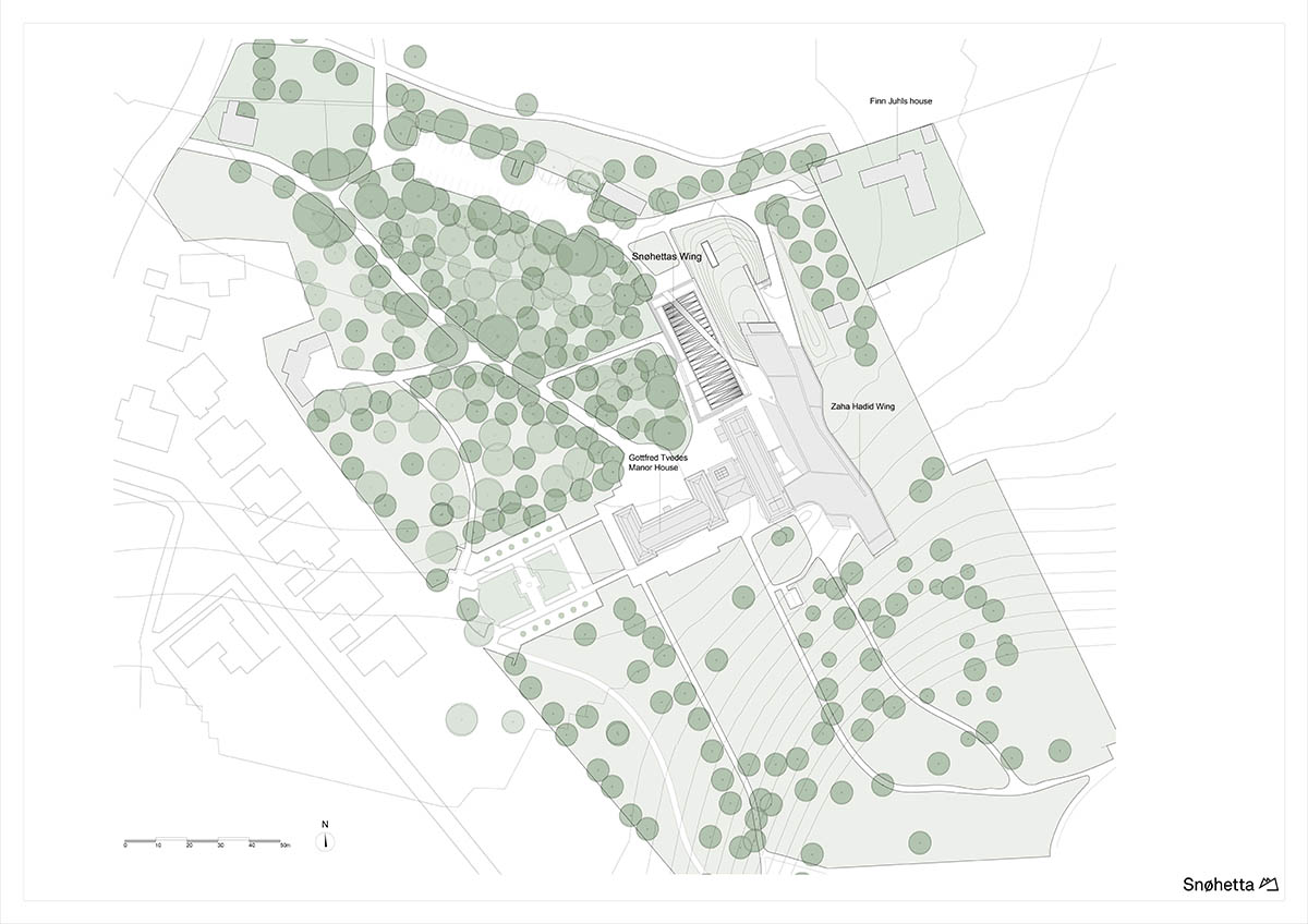 Snøhetta designs subterranean museum extension glistening in landscape for Ordrupgaard Museum