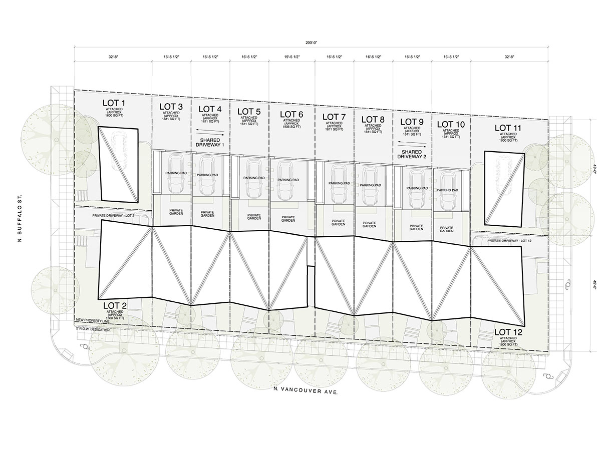 Waechter Architecture completes Origami townhouses with folded facades in Portland