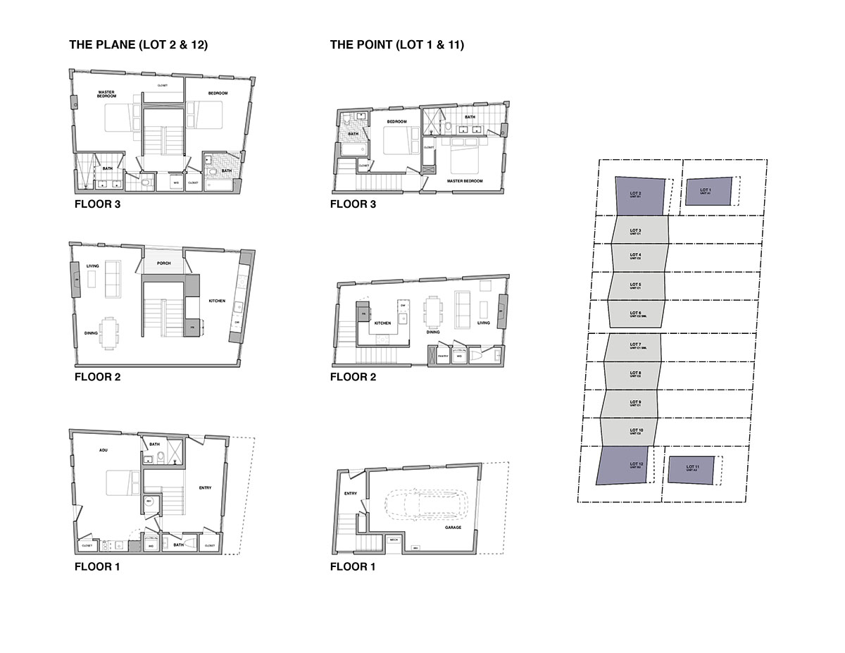 Waechter Architecture completes Origami townhouses with folded facades in Portland