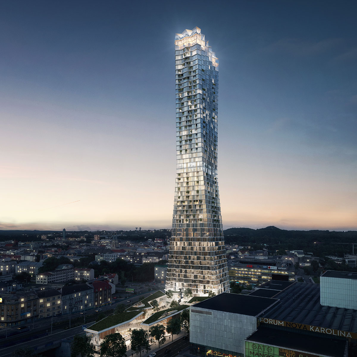 X-shaped Ostrava Tower by CHYBIK + KRISTOF set to become Czech Republic's tallest skyscraper