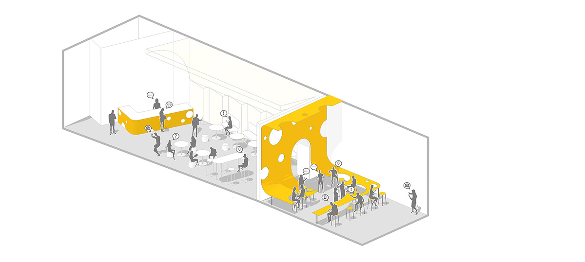 Towodesign creates a cheese-like dessert shop in China