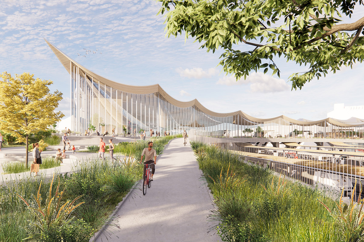 BIG designs travel center creating a dramatic roofscape in Sweden's Västerås city