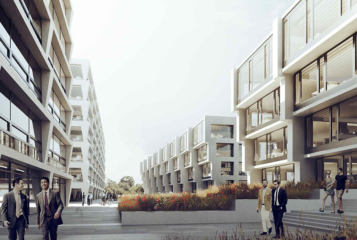 JEMS Architekci unveils plans for triangle-pillared office buildings and hotel in Warsaw