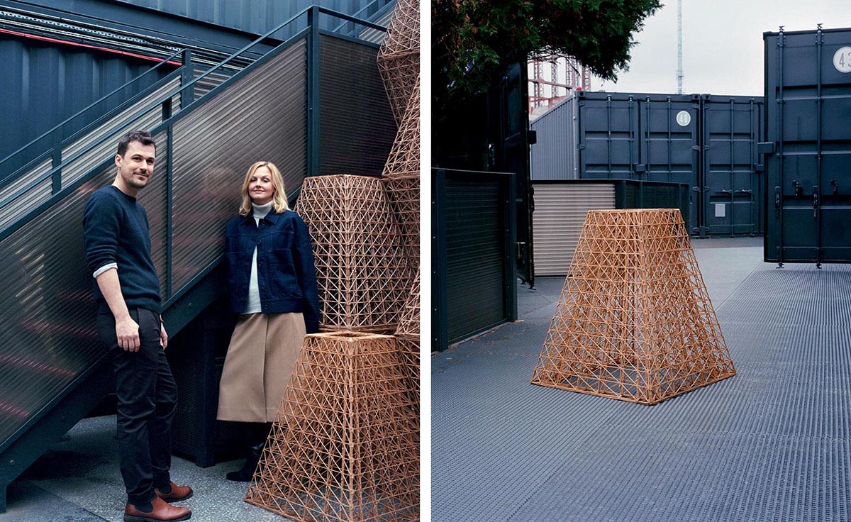 Arthur Mamou-Mani creates installation made of interlocking modular bio-bricks for Milan Design Week