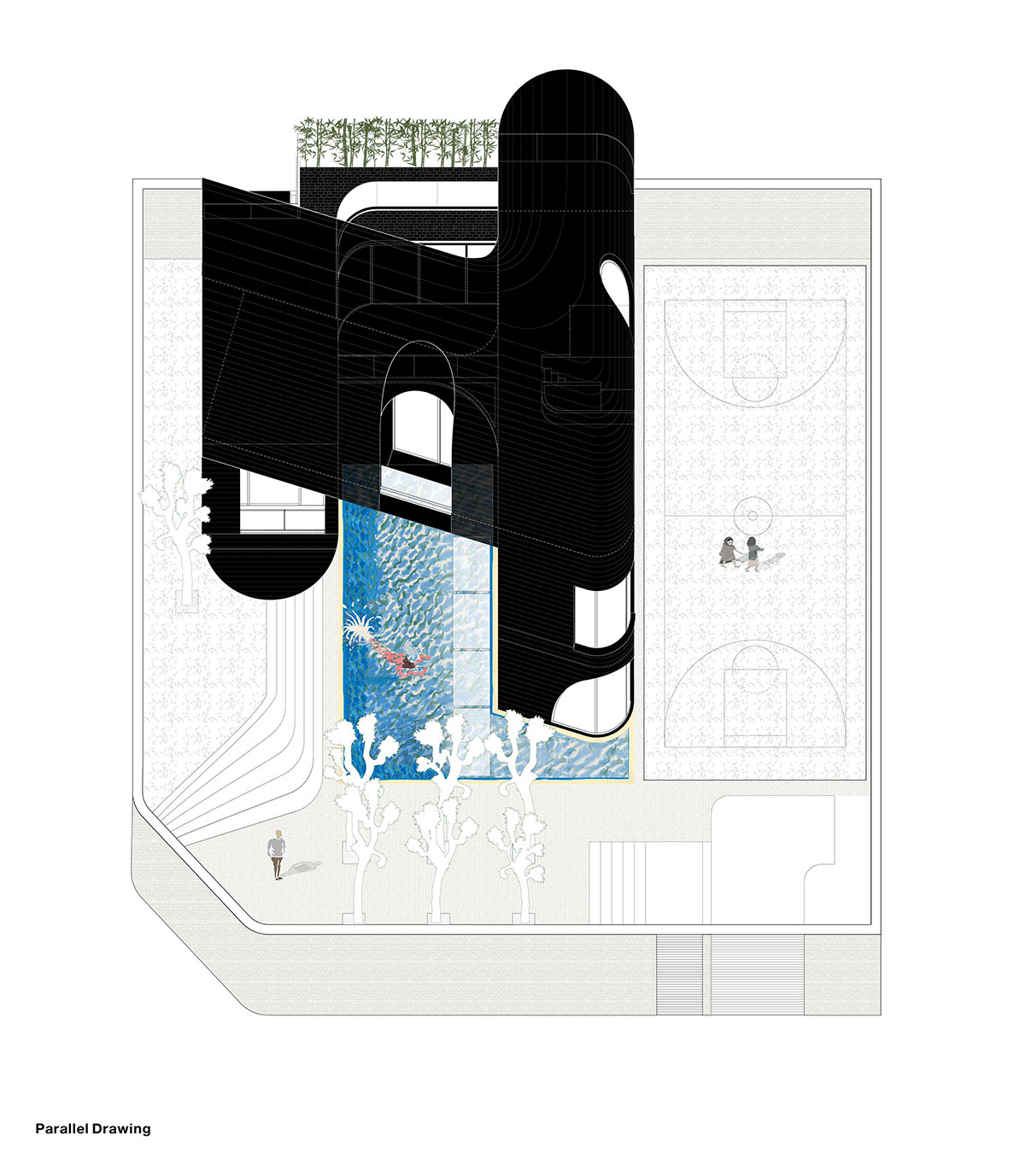 Tunnel-like villa is enhanced by reversed arch elements to define intricate courtyard in Iran