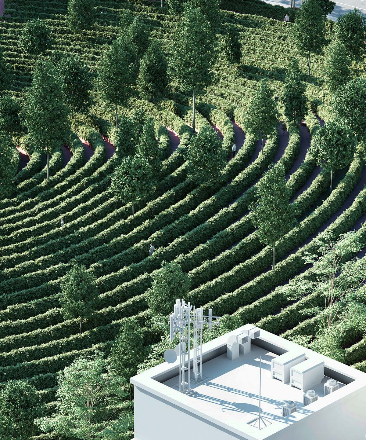 Studio Precht unveils design for spiral park proposing physical distancing for outdoor gardens