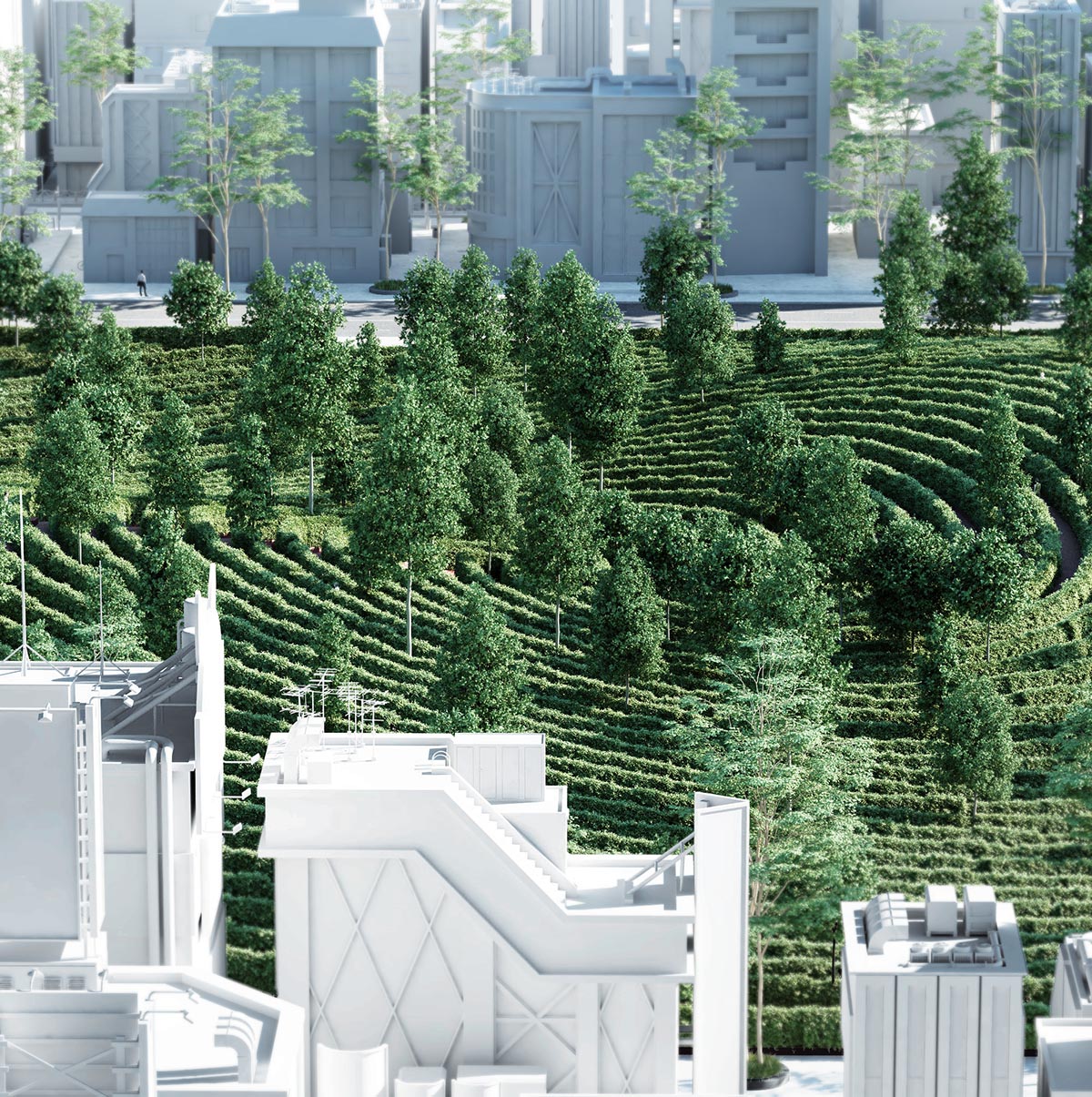 Studio Precht unveils design for spiral park proposing physical distancing for outdoor gardens