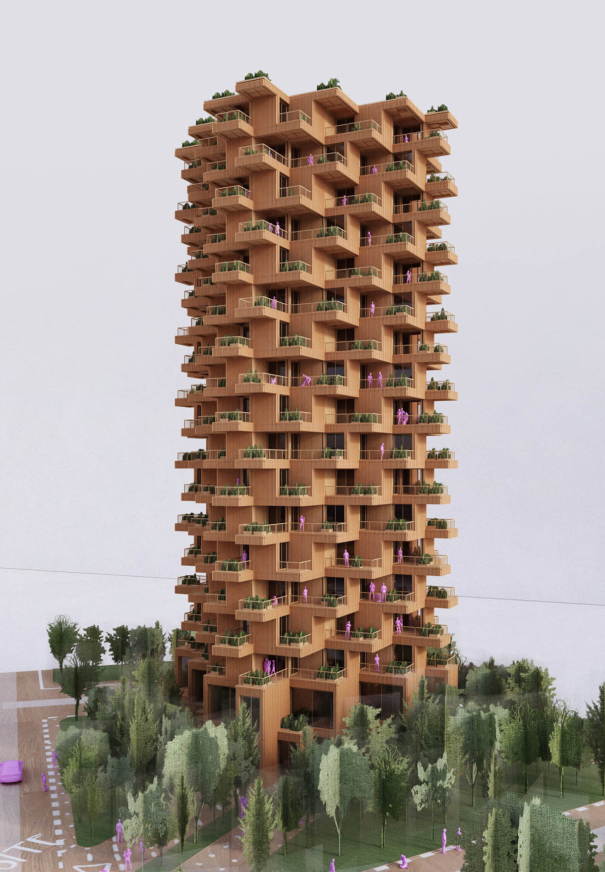 Penda proposes modular and natural high-rise tower produced from massive timber panels for Toronto