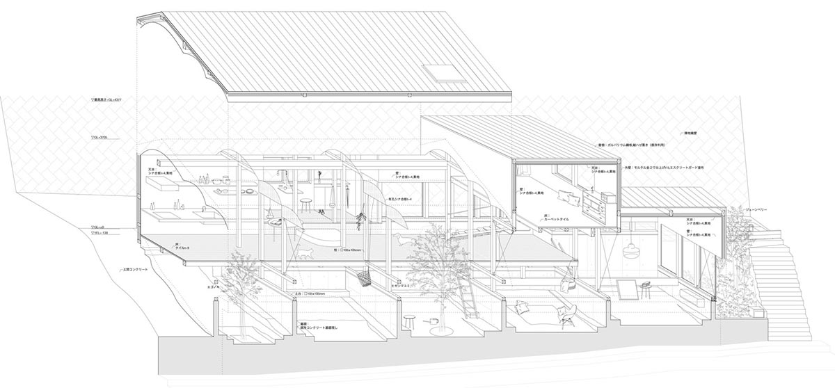 atelierco renovates former house from early Jomon period with curved ceiling in Japan 