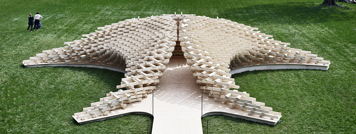 Peter Pichler Architecture built a scollop-formed structure for Milan Design Week
