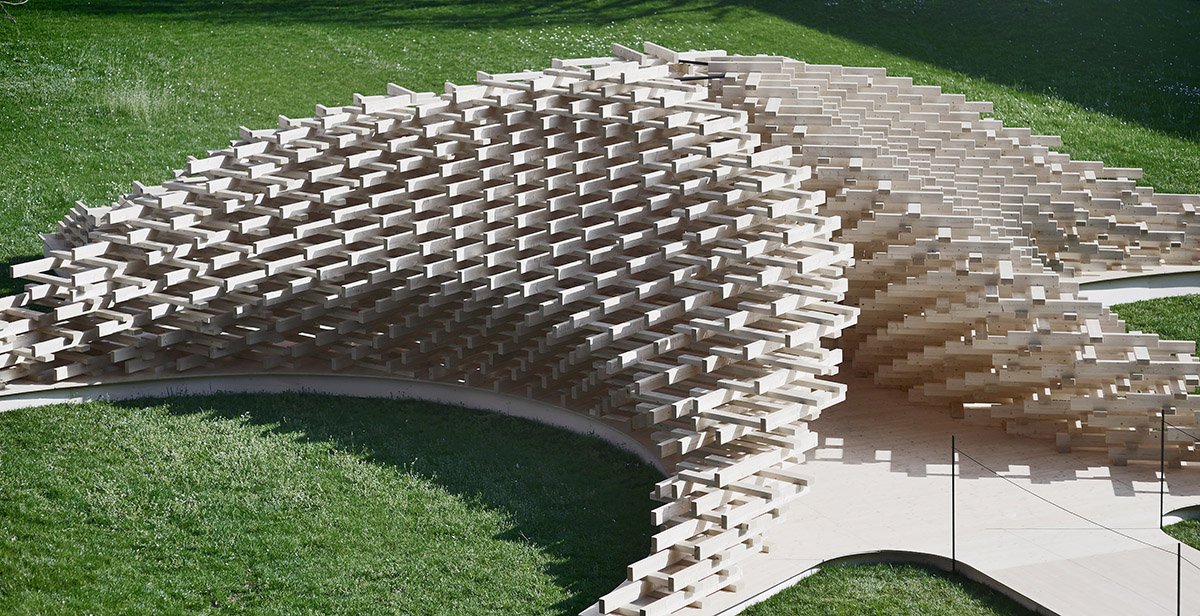 Peter Pichler Architecture built a scollop-formed structure for Milan Design Week