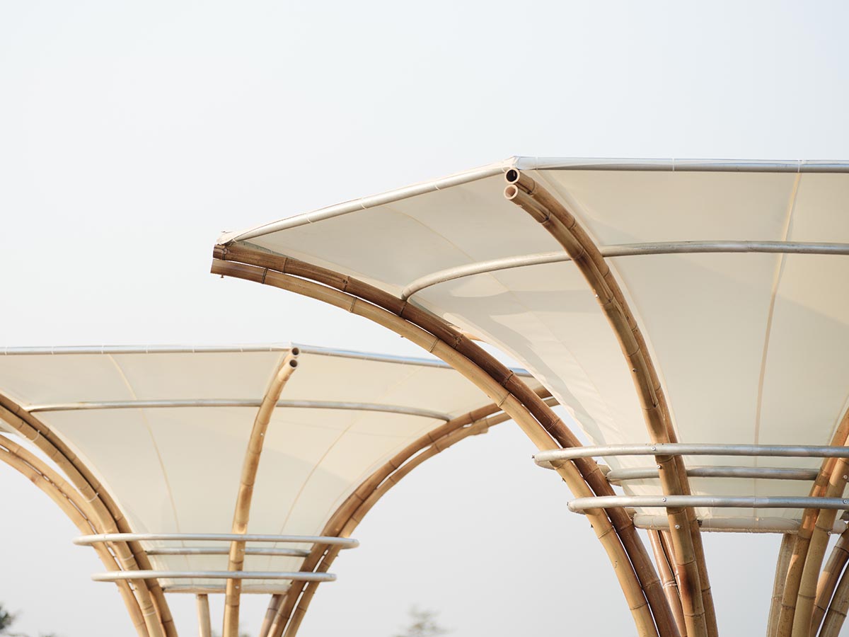 Also Architects creates art museum made of umbrella-like bamboo structures and undulating fabric