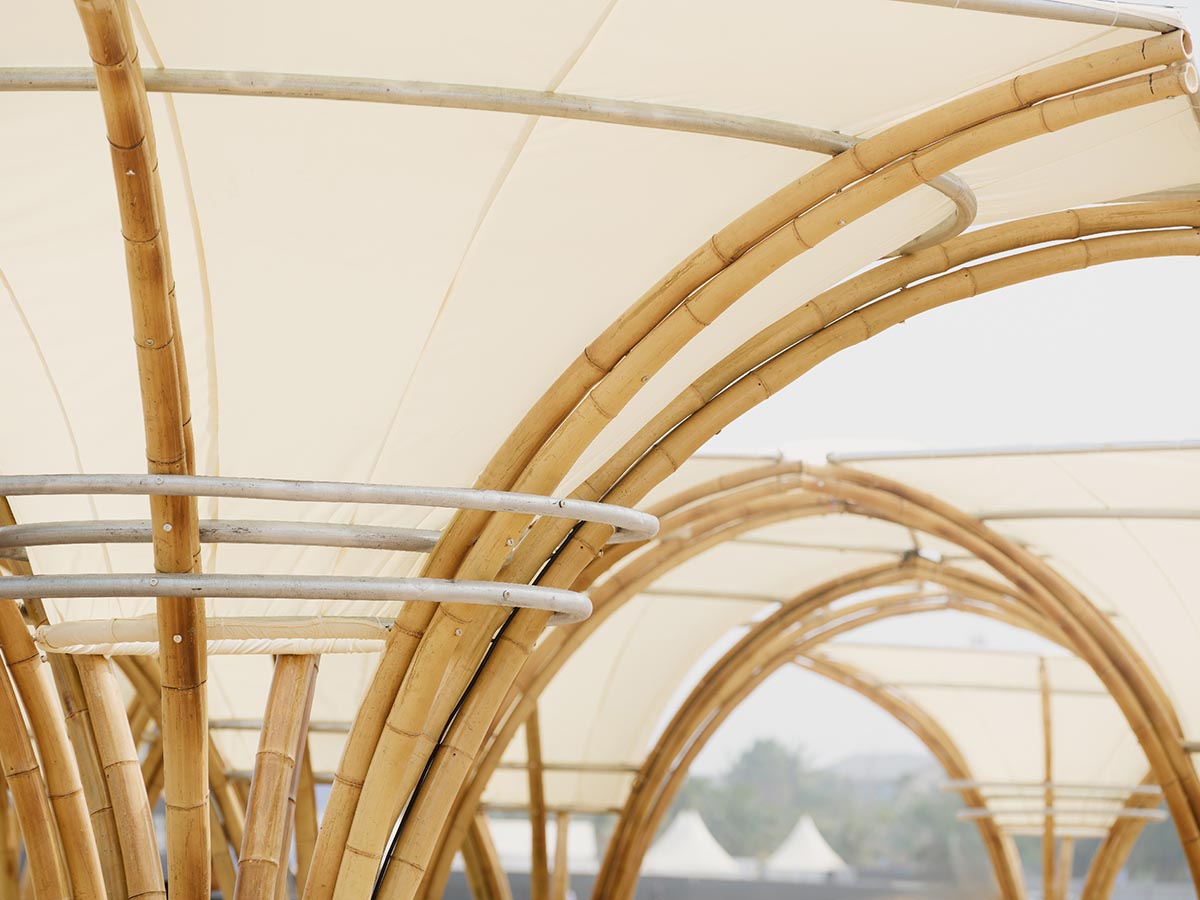 Also Architects creates art museum made of umbrella-like bamboo structures and undulating fabric