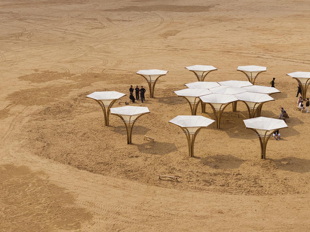 Also Architects creates art museum made of umbrella-like bamboo structures and undulating fabric