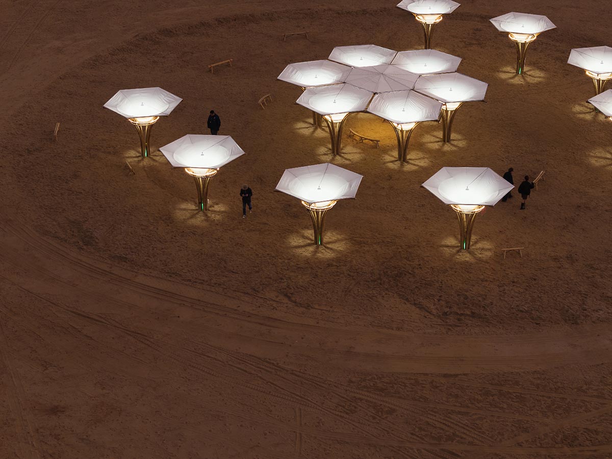 Also Architects creates art museum made of umbrella-like bamboo structures and undulating fabric