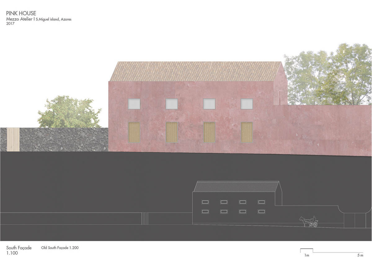 Mezzo Atelier transforms old barn into guesthouses featuring different hues of pink