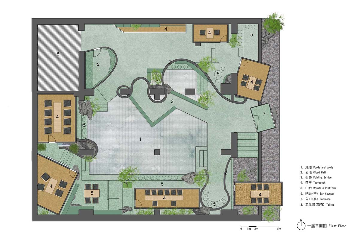 Jiejie Studio creates artificial landscape for bookstore and teahouse with misty pond in Beijing 