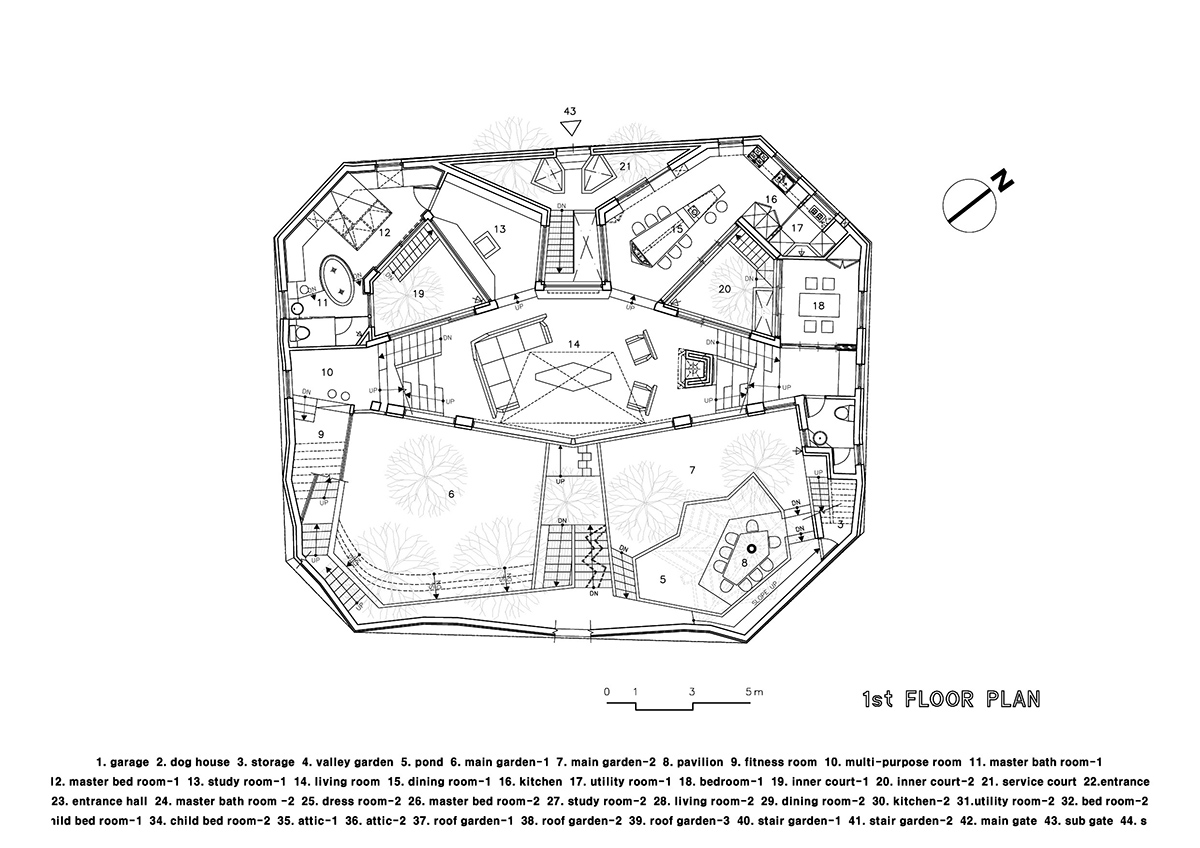 HyoMan Kim sets this polyhedron house on Bukhansan mountaintop to create climbable white petal
