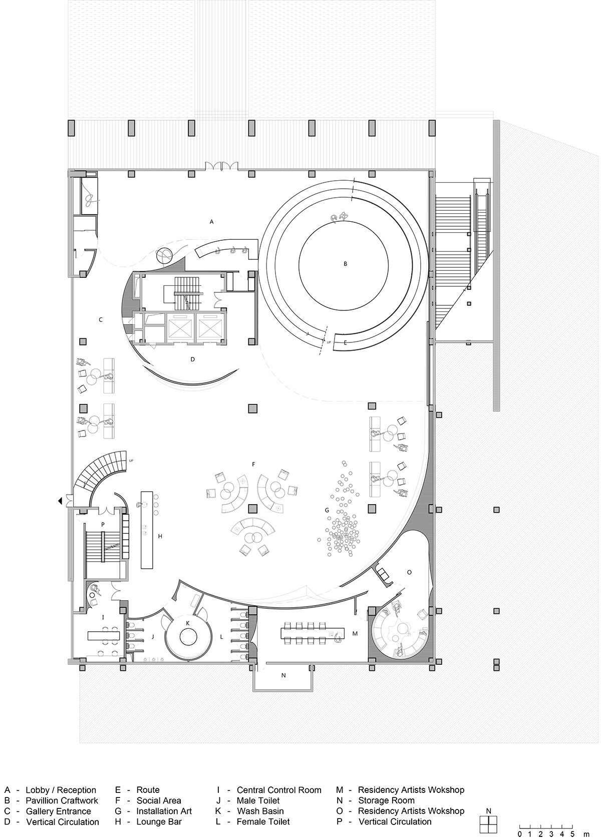 Waterfrom Design's art space features flowing walls to create