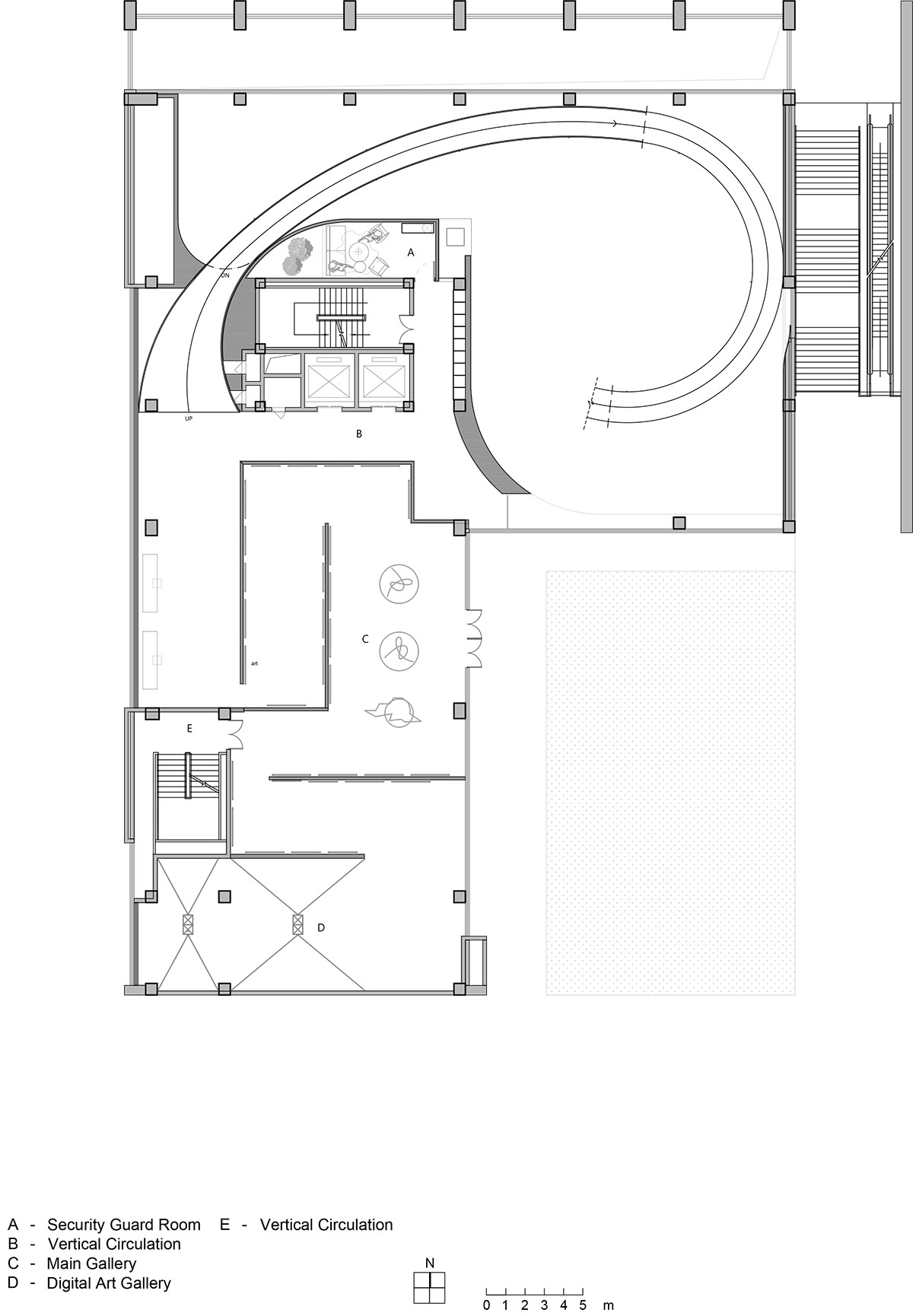 Waterfrom Design's art space features flowing walls to create