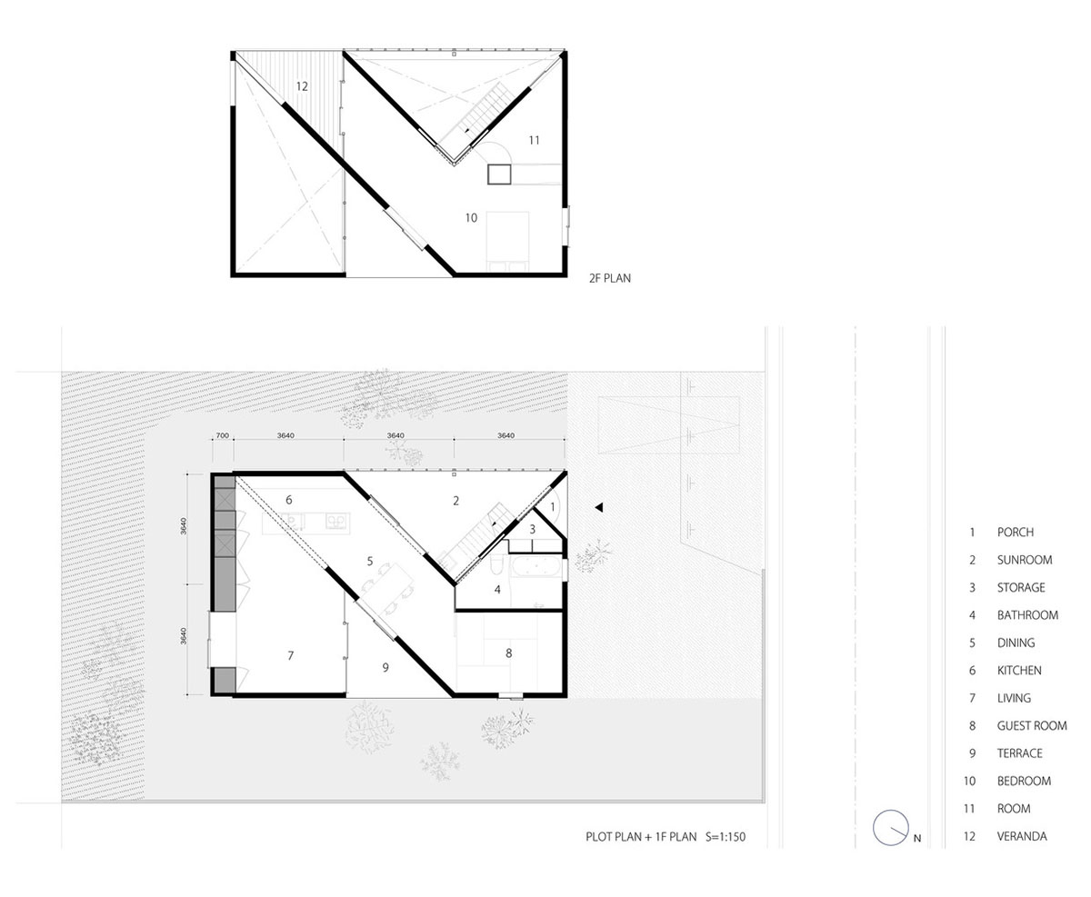 Huge corrugated polycarbonate wall lightens a cornered sunroom in house by Tato Architects