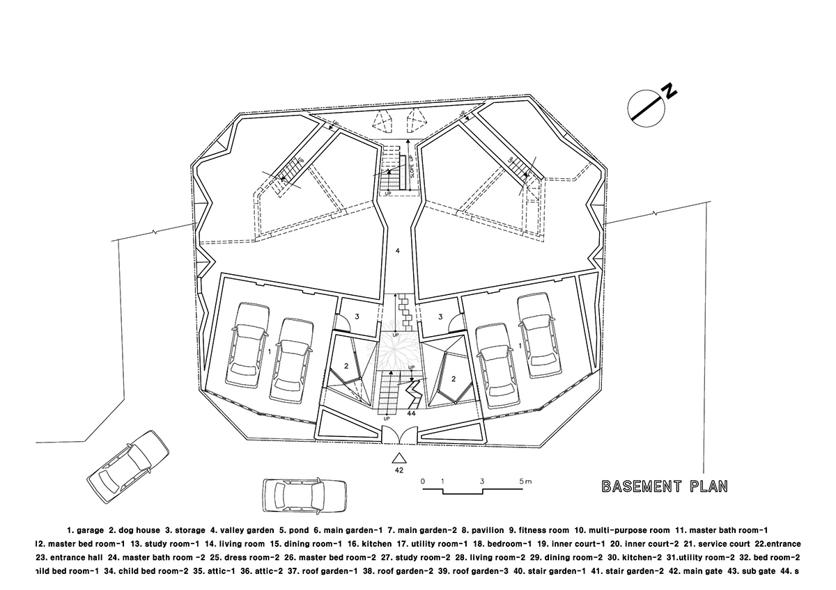 HyoMan Kim sets this polyhedron house on Bukhansan mountaintop to create climbable white petal