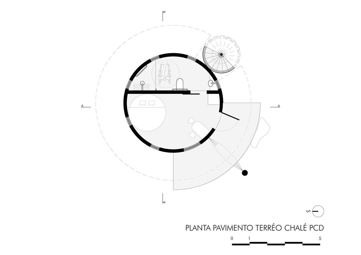 Lins Arquitetos Associados built village comprised of circular chalets overlooking coconut groves 