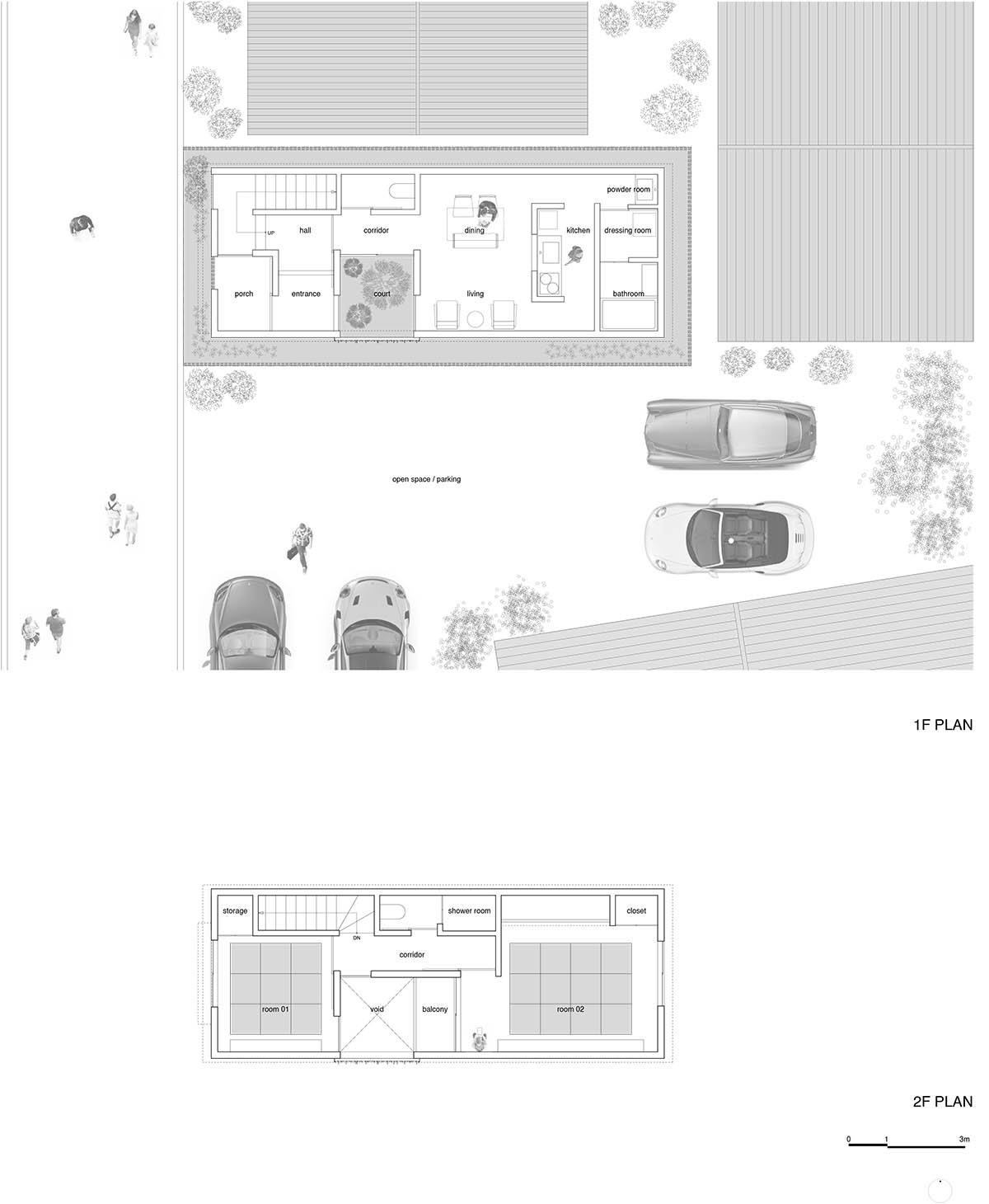 Jun Murata built small guesthouse with cut-out skylight in Japan