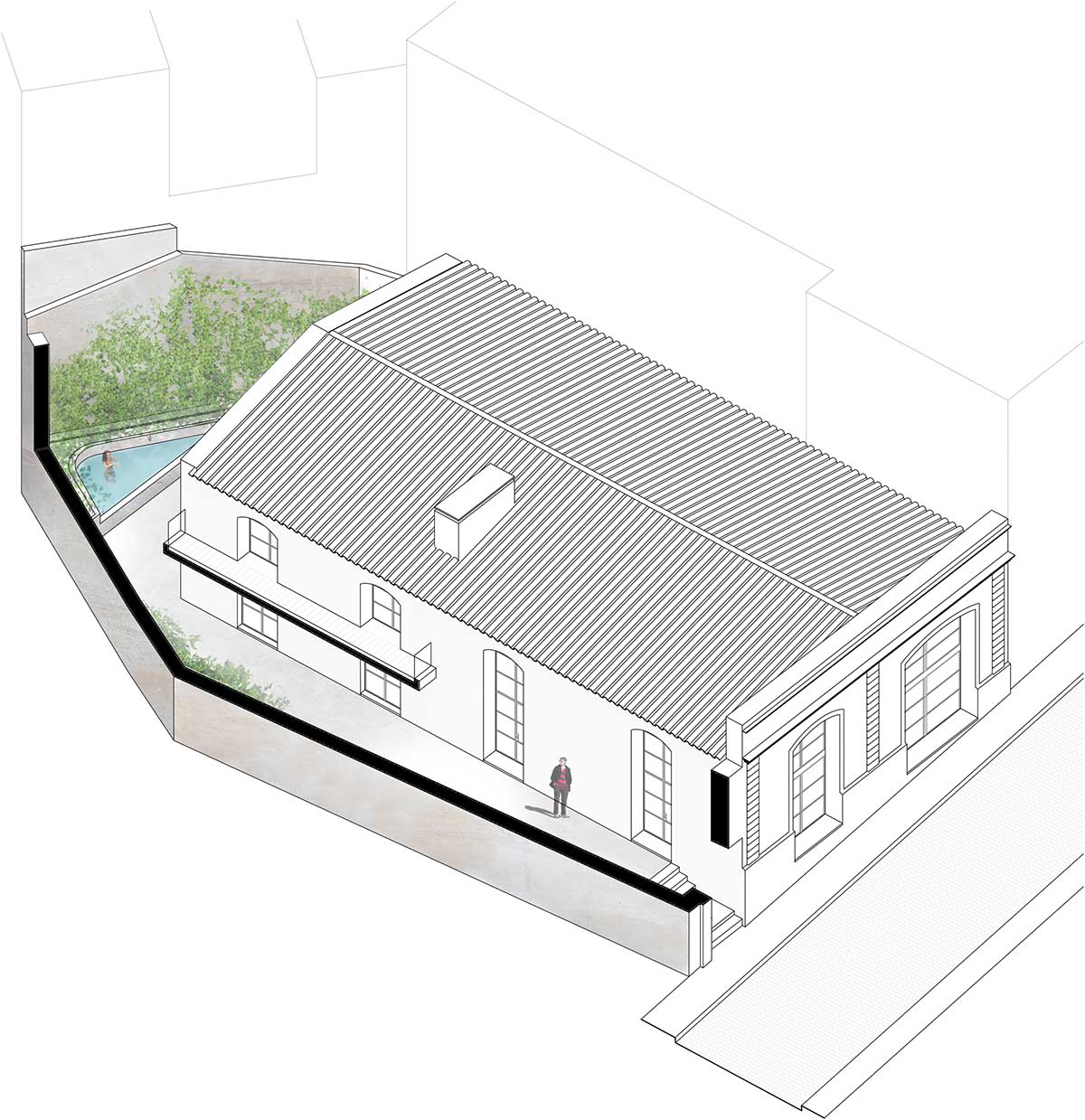 Iniesta Nowell Arquitectos converts old warehouse into house with a network of service alleys