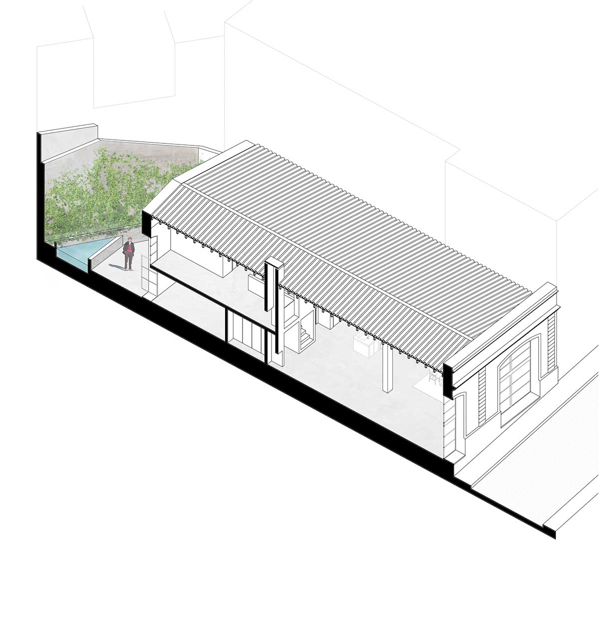 Iniesta Nowell Arquitectos converts old warehouse into house with a network of service alleys