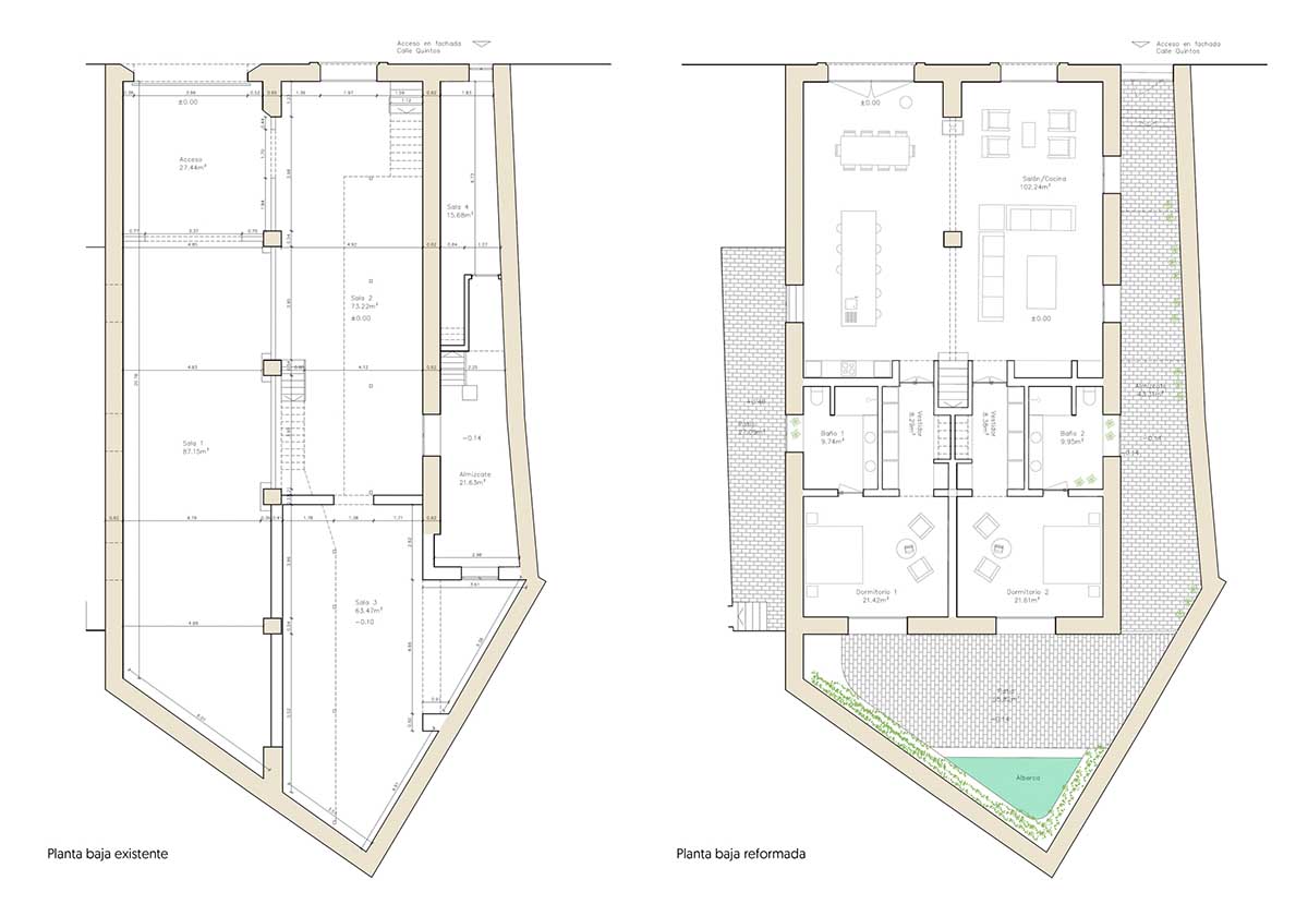 Iniesta Nowell Arquitectos converts old warehouse into house with a network of service alleys
