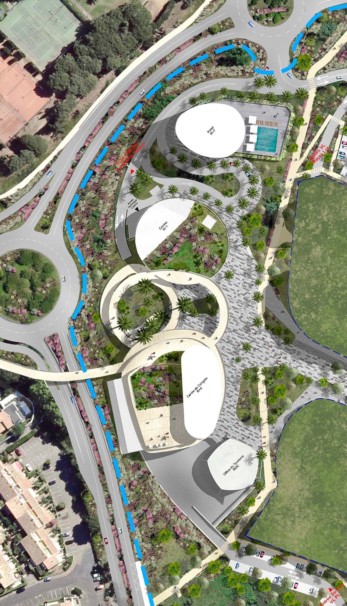 A+Architecture completes conference center and casino complex with circular walkways in France