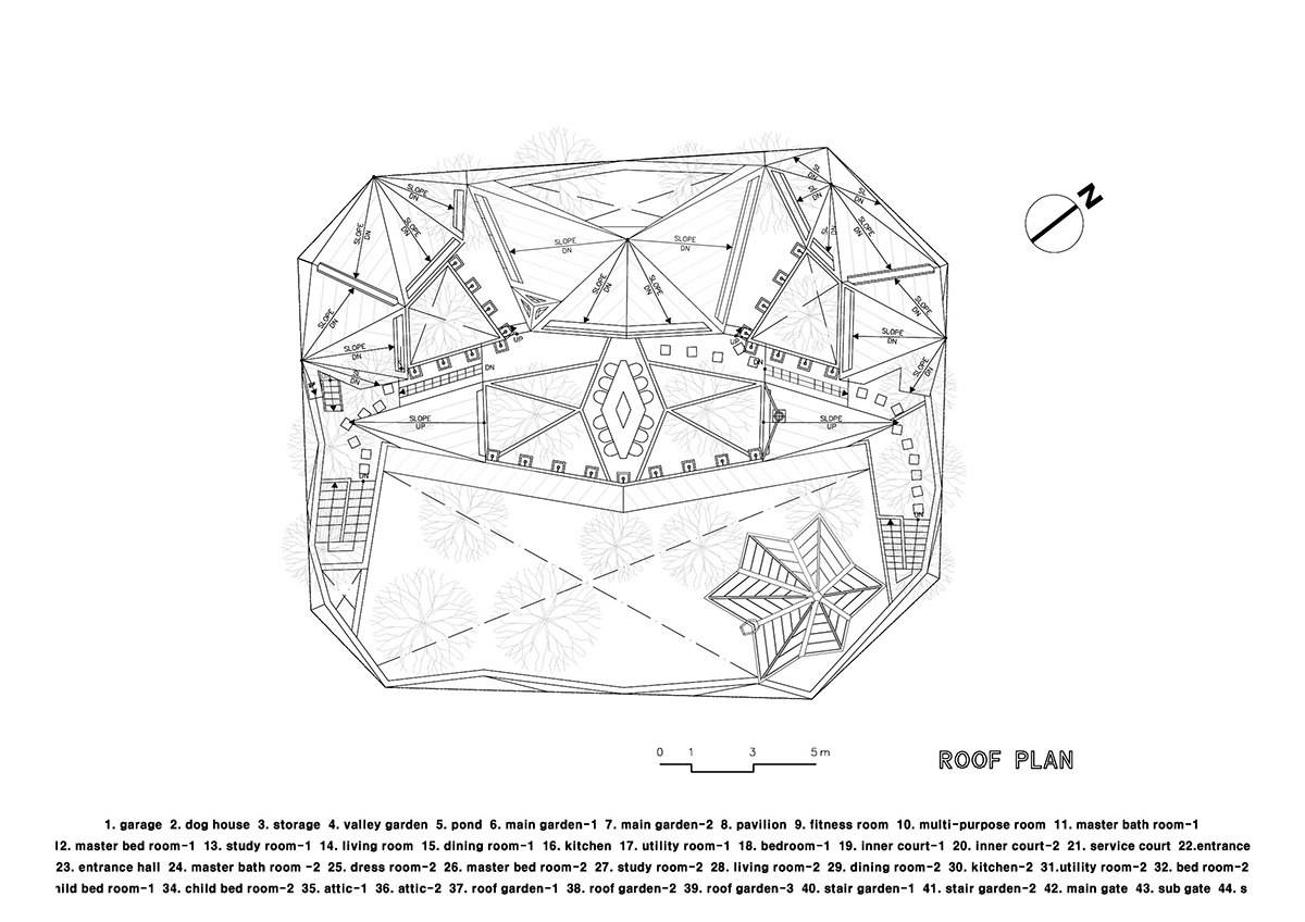 HyoMan Kim sets this polyhedron house on Bukhansan mountaintop to create climbable white petal