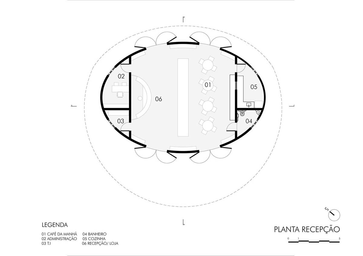 Lins Arquitetos Associados built village comprised of circular chalets overlooking coconut groves 