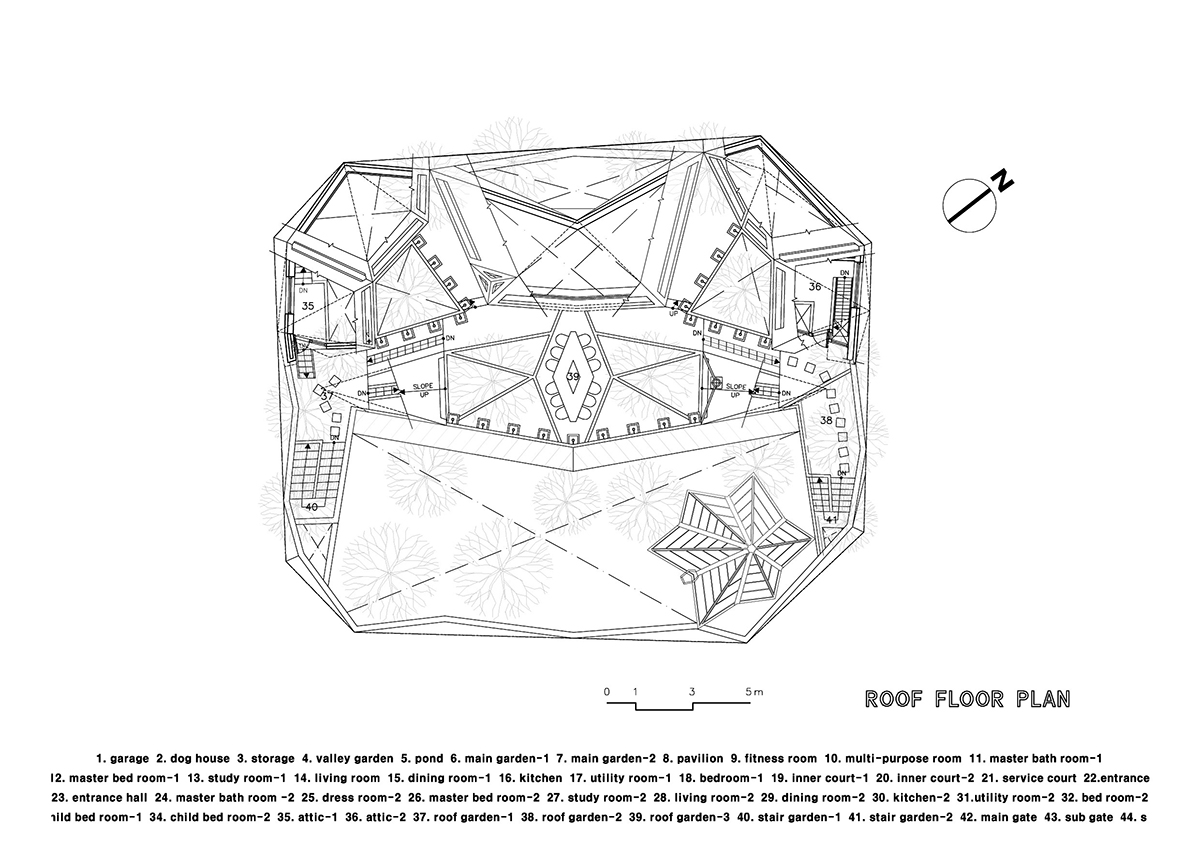 HyoMan Kim sets this polyhedron house on Bukhansan mountaintop to create climbable white petal
