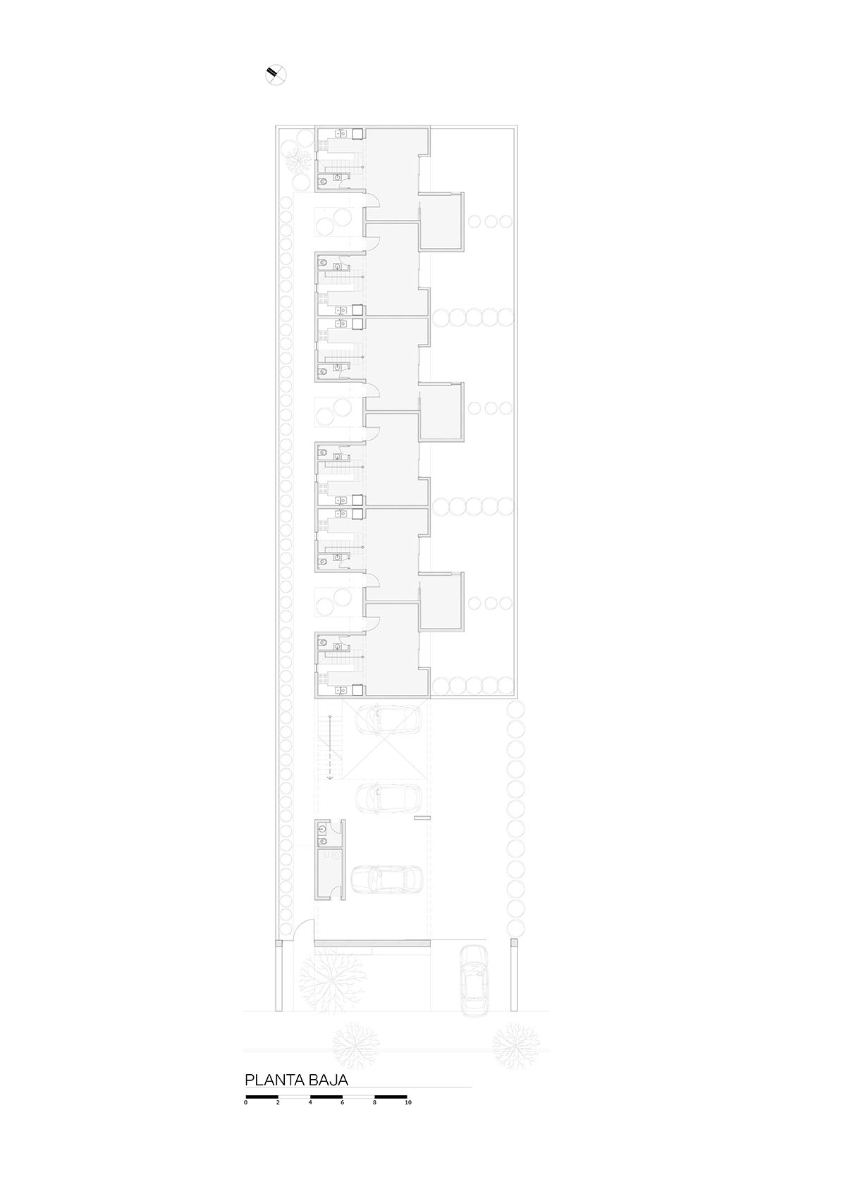 Andres Alonso Architecture Workshop completes La Inesita houses with tall brick base in Cordoba