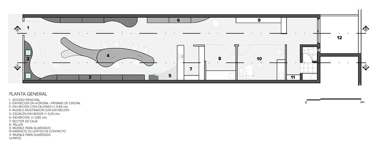 Castellino Arquitectos completes curved interiors for Lazzarini Optics in Argentina