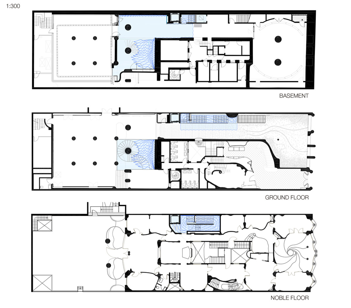 Kengo Kuma and Associates designs metal curtain with shades of grey at the atrium of Casa Batlló