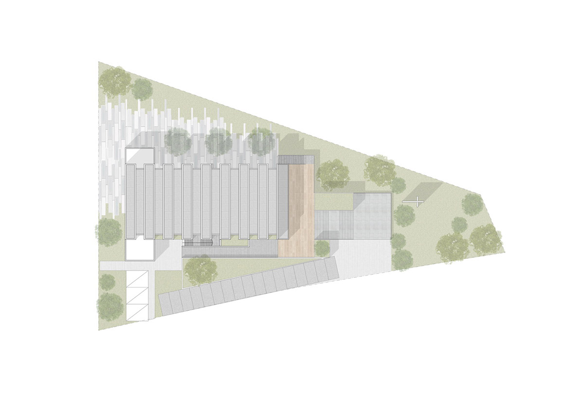 Sliced concrete walls create rhythm and allow abundant natural light for chapel in Monterrey