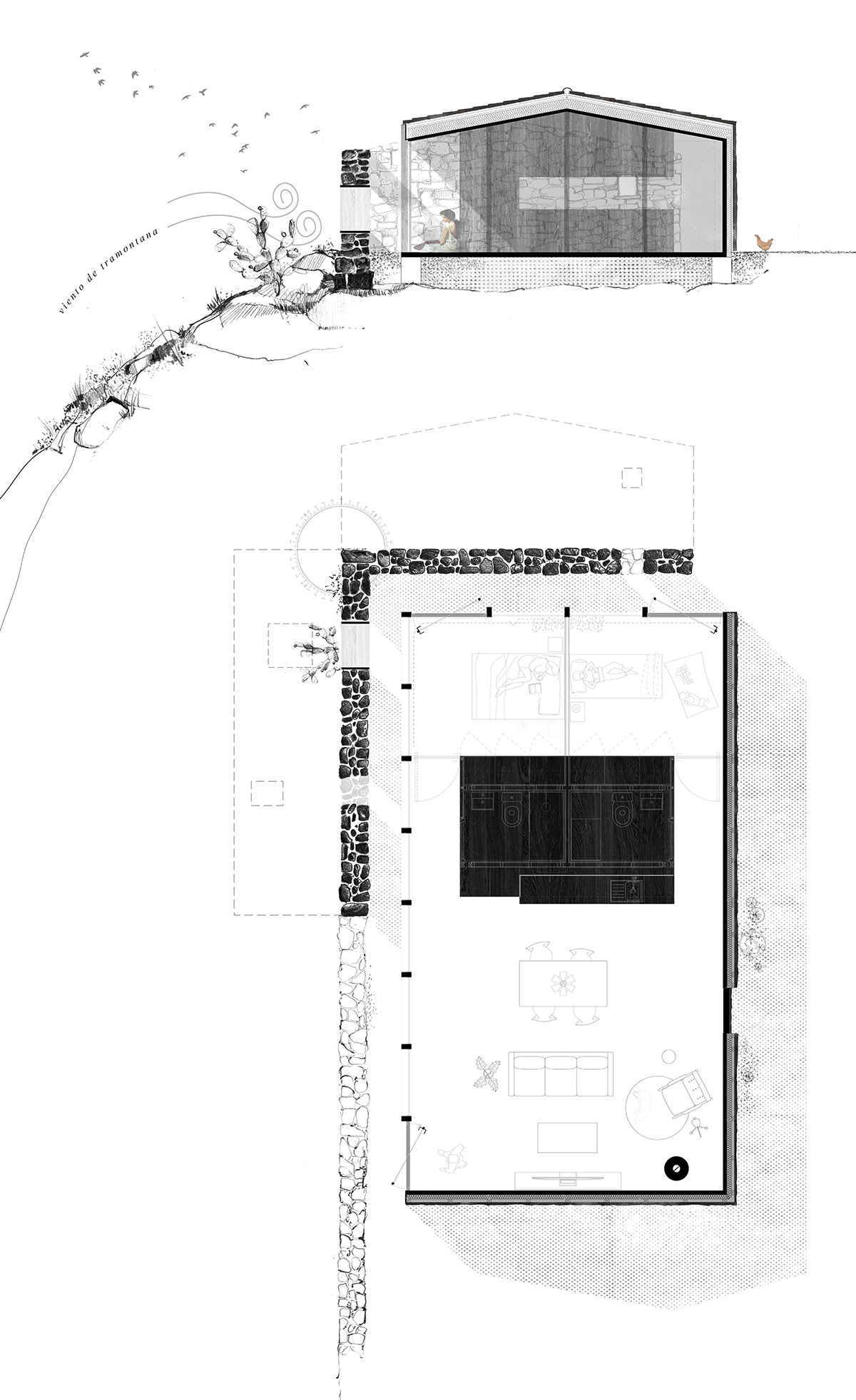 Agora Arquitectura скрывает этот небольшой дом для выходных за старой каменной стеной в Испании. 