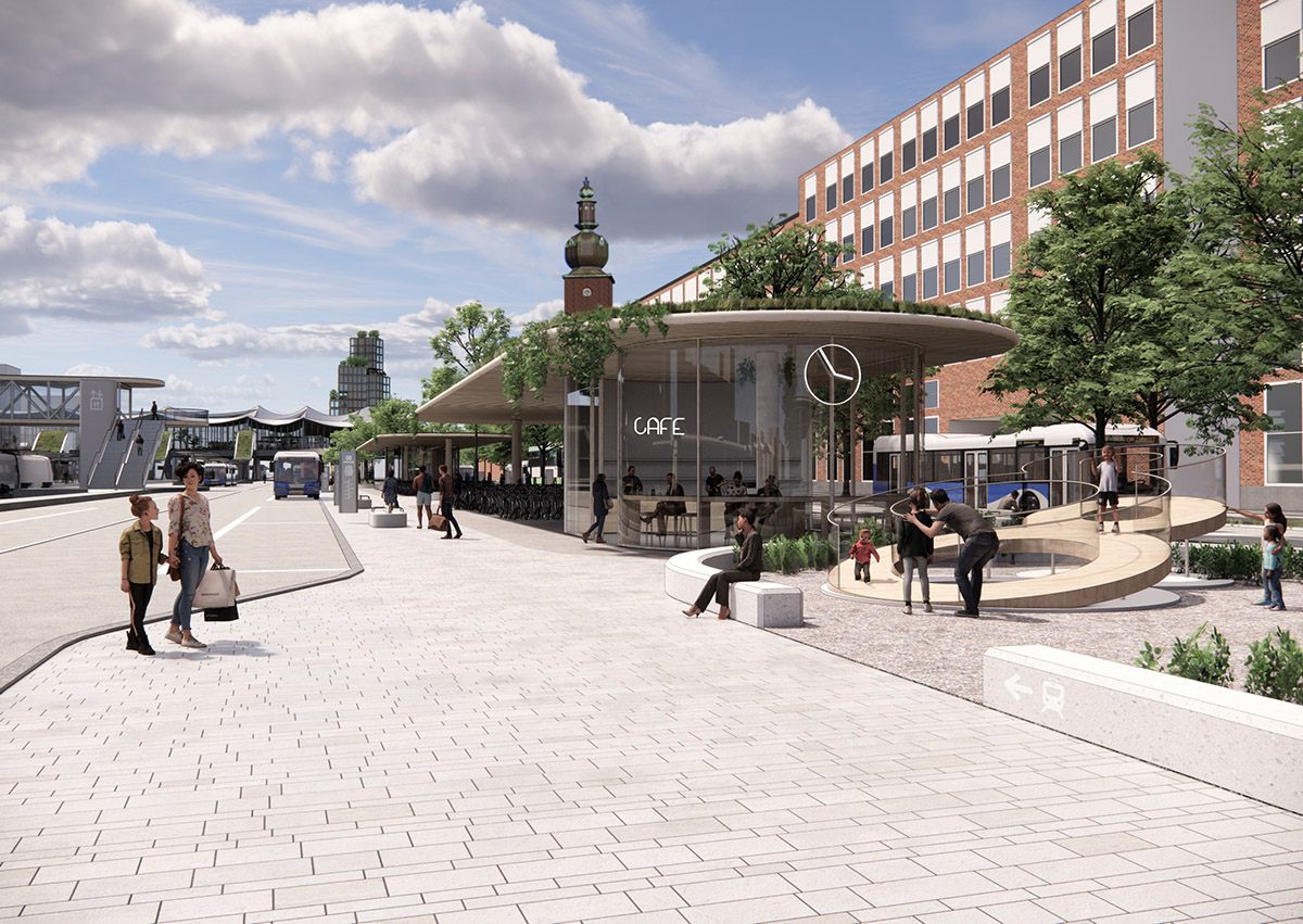 BIG designs travel center creating a dramatic roofscape in Sweden's Västerås city