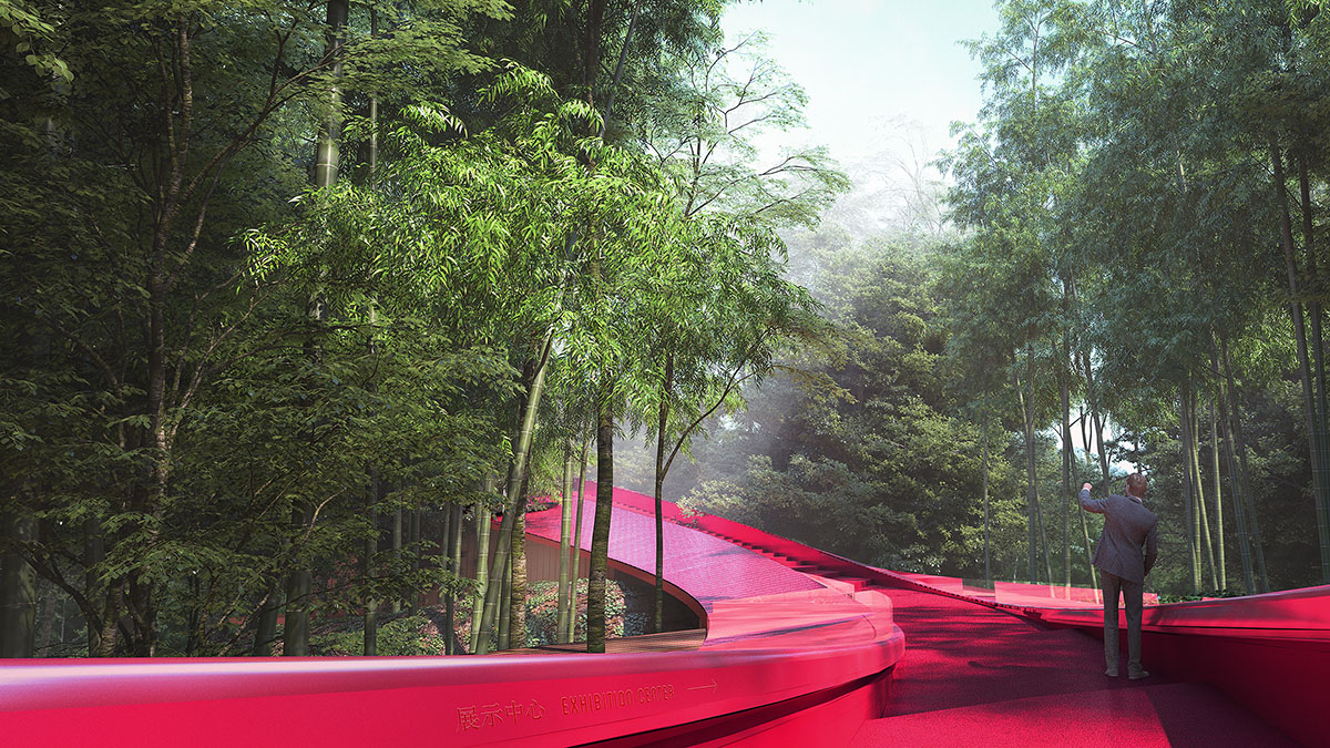 Construction starts on Powerhouse Company's red ribbon-like Exhibition Center in China
